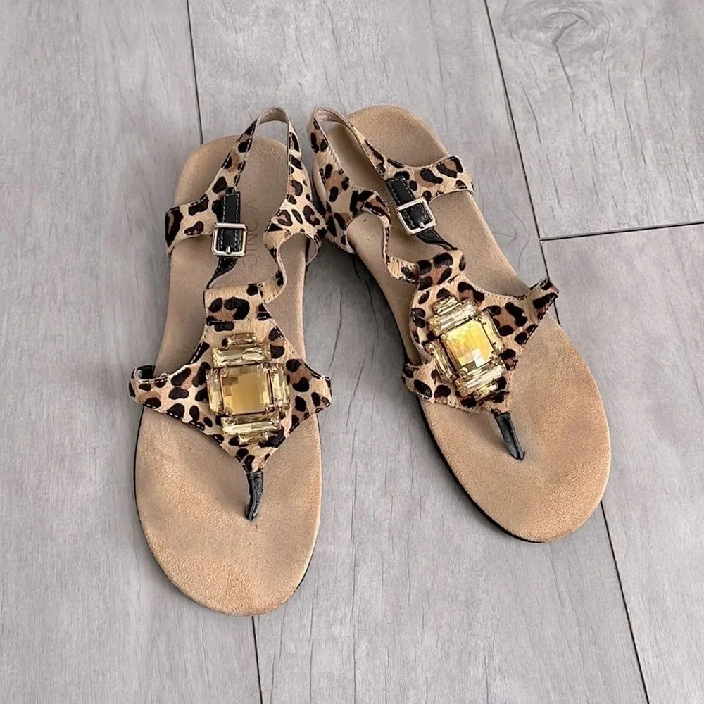 VIONIC Suede and Fur Strap Sandal, Size 8
